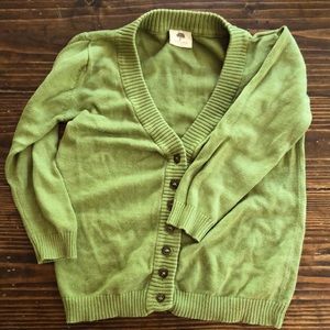 Fern green cardigan Kate Quinn Organics 5, 6, 7 yr